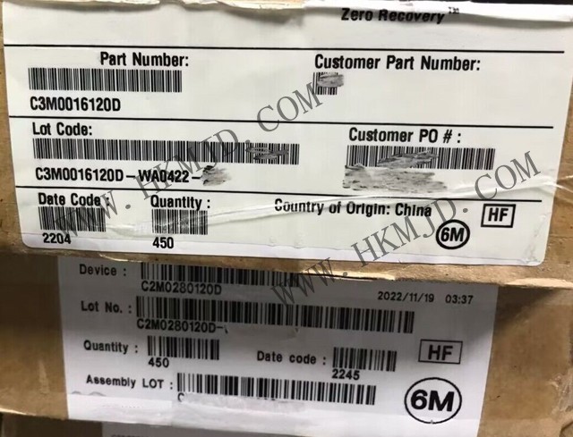 【供應碳化硅MOSFET】C3M0016120D 1.2kV 15mOHMS G3 SiC MOSFET