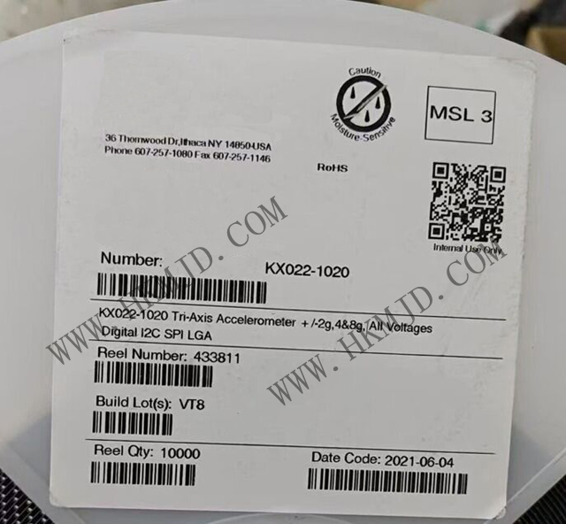 運(yùn)動(dòng)傳感器_KX022-1020_加速計(jì) X，Y，Z 軸 ±2g，4g，8g 0.39Hz ~ 800Hz 12-LGA