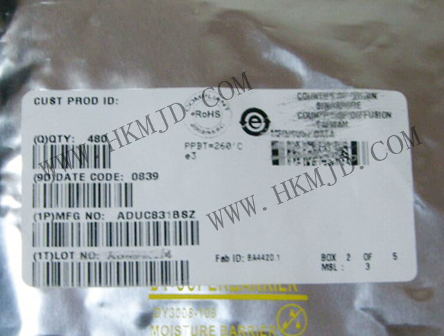 ADUC831BSZ：具有嵌入式62 KB閃存MCU的MicroConverter?、12位ADC和DAC