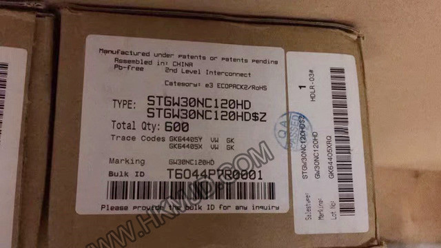 ST TO-247-3 | STGW30NC120HD：N溝道1200 V、30 A超快PowerMESH IGBT